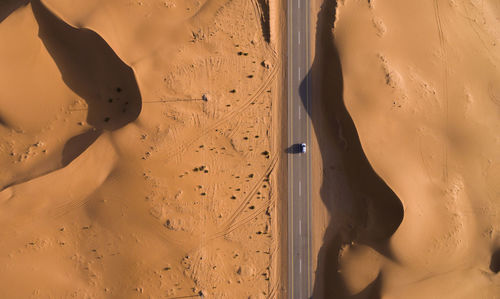 High angle view of sand dune in desert