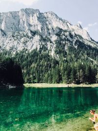 Scenic view of lake and mountains