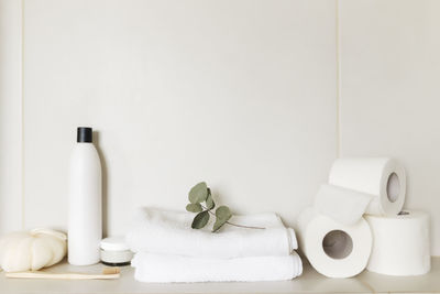 Close-up of objects on table at home