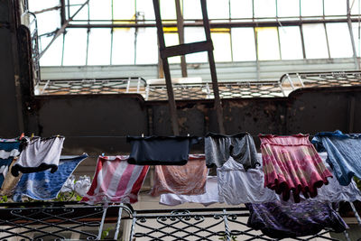 Clothes drying on clothesline at market