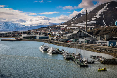 Scenic view of sea and buildings against sky