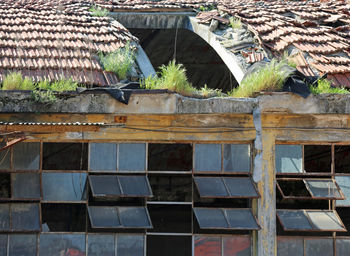 Low angle view of damaged building