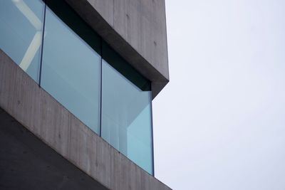 Low angle view of modern building against clear sky