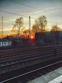 Railroad tracks at sunset