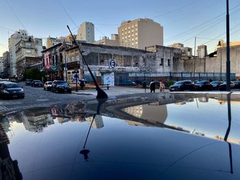 Reflection of buildings in city