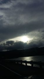 Scenic view of river against cloudy sky