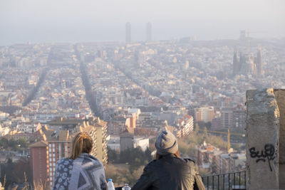 Rear view of friends at observation point