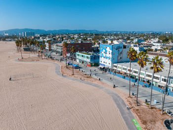 Aerial view of the shoreline in venice beach, ca