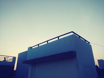 Low angle view of building against clear sky