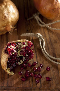 High angle view of fruits on table