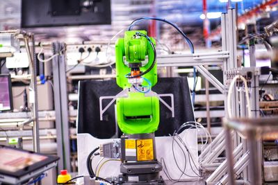 Close-up of yellow machine part