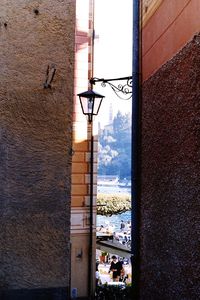 View of city through window
