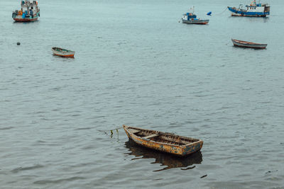 Boat sailing in sea