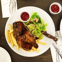 Close-up of food served in plate