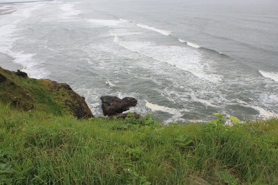 High angle view of sea shore
