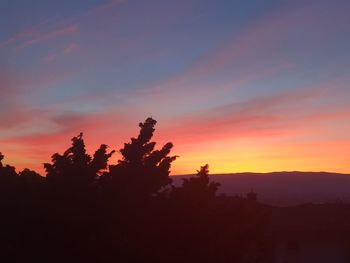 Silhouette trees against sky during sunset