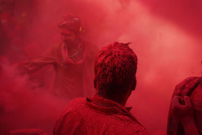 Rear view of people at temple