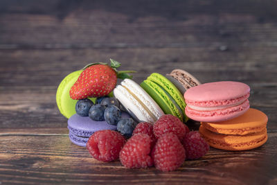 Close-up of strawberries on table