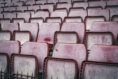 Full frame shot of empty chairs in stadium