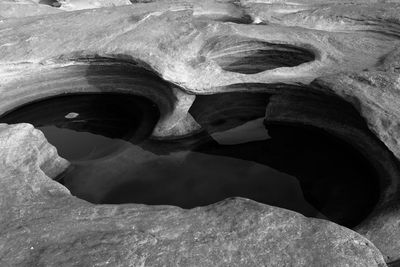 High angle view of rock formation in water