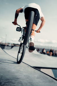 Man riding bicycle bmx