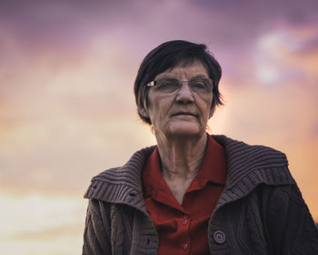 Portrait of man against sky during sunset