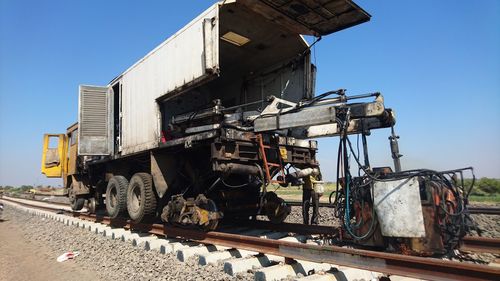 Welding vehicle on railroad track