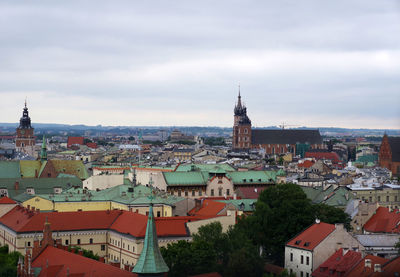 High angle view of townscape against sky