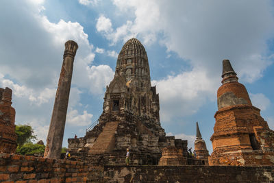 Low angle view of temple building against sky