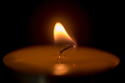 Close-up of illuminated candle