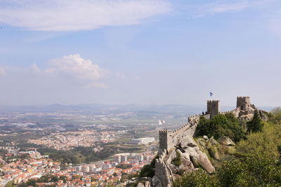 High angle view of townscape against sky