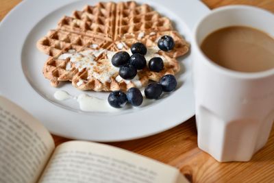 Close-up of breakfast on table