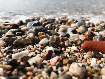 Close-up of pebbles at beach