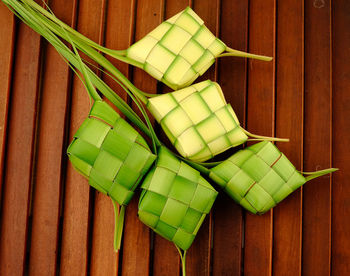 High angle view of candies on table