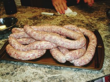 Close-up of meat on grill
