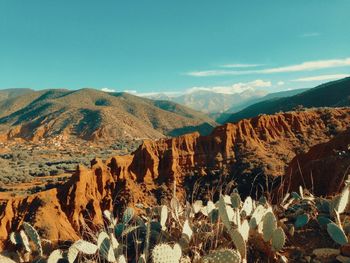 Panoramic view of mountains against sky