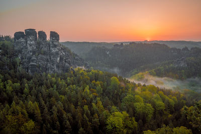 Sunrise, bastei, bastei bridge, architecture, fog, sun.