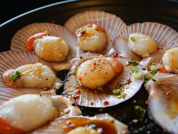 High angle view of food in plate