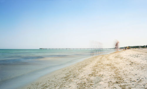 Scenic view of sea against clear sky