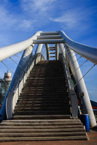 Low angle view of staircase against sky