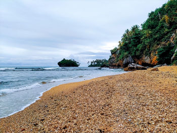 Scenic view of beach against sky