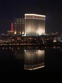 Illuminated building at night