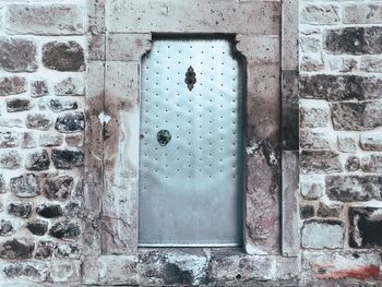 Closed door of building