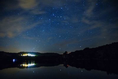 Scenic view of sea at night