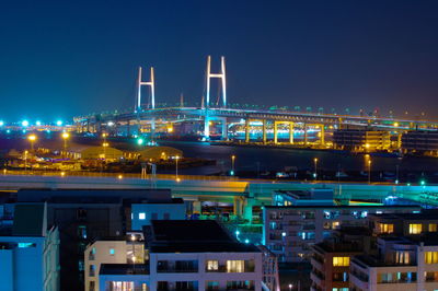 Illuminated buildings in city at night