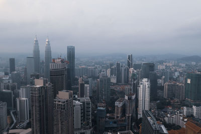 High angle view of buildings in city