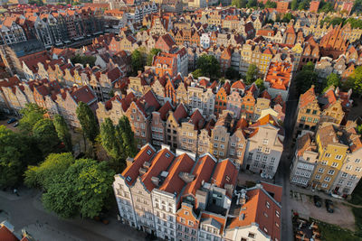 High angle view of buildings in city