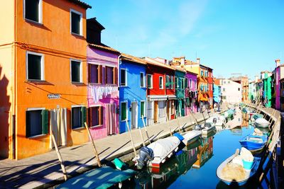 Multi colored buildings in city