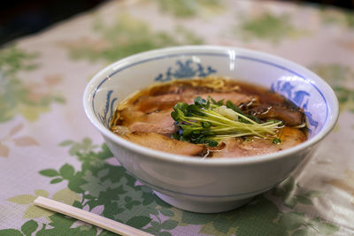 Close-up of food in bowl on table