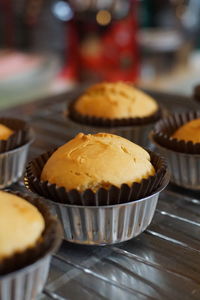 Close-up of cupcakes on table